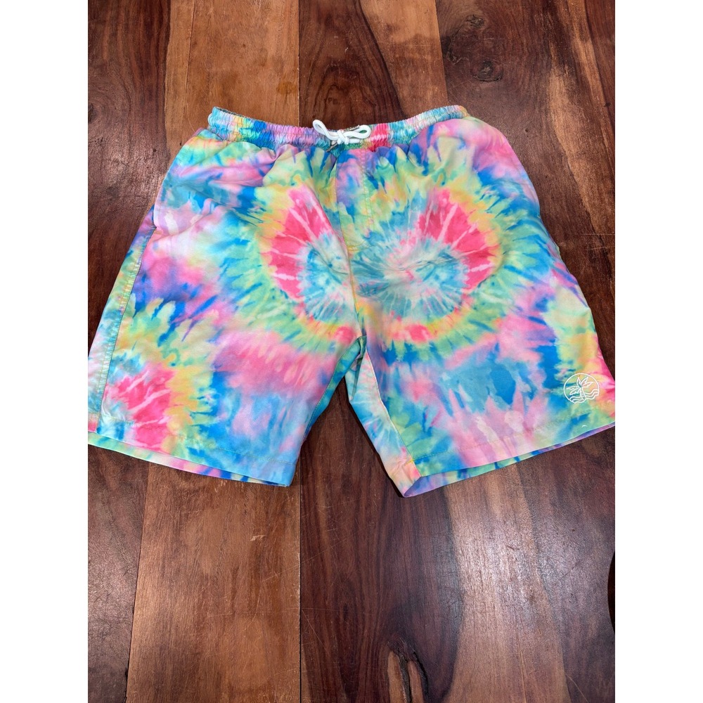 360 Surf beachshort mens M multicolor tie-dye rainbow mesh lined swim trunks